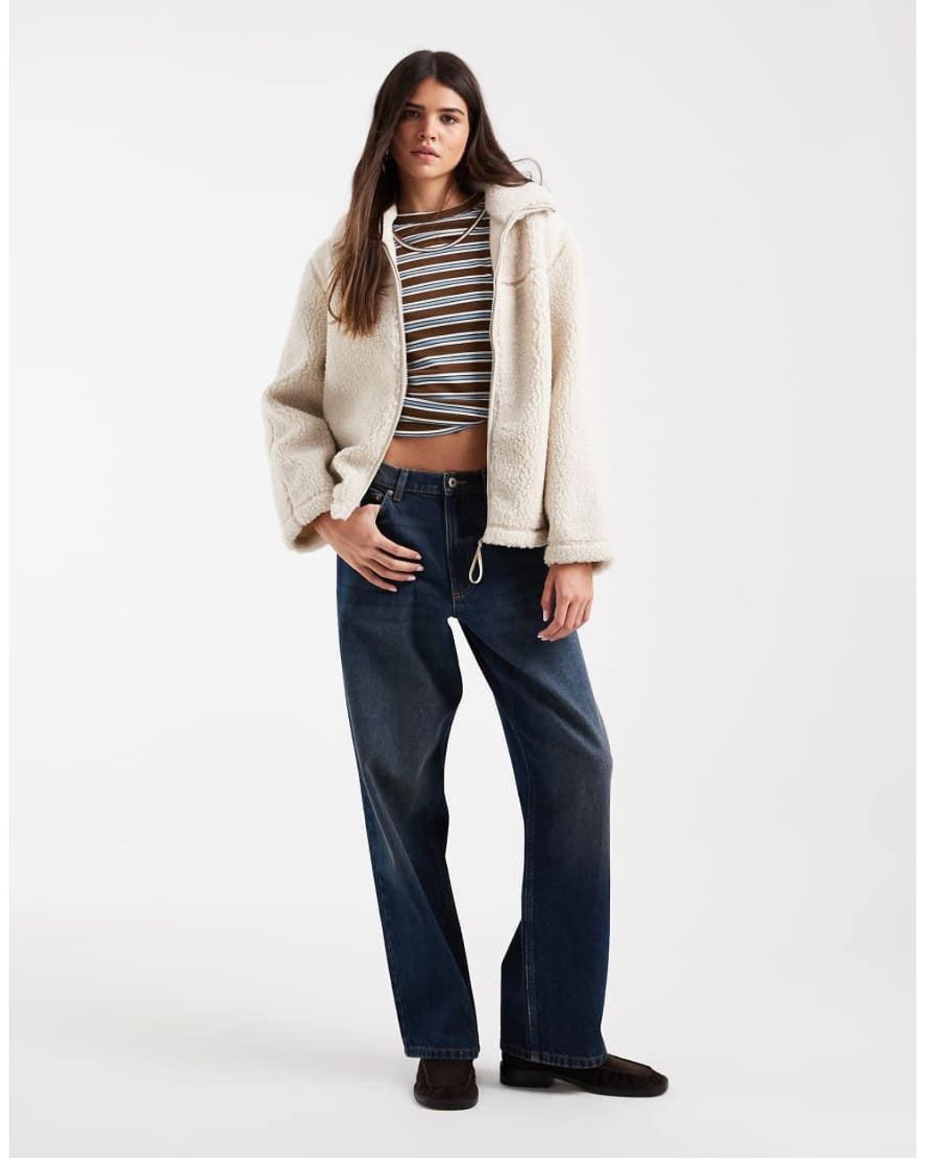 Vero Moda Blue Oversized Funnel Neck Teddy Jacket