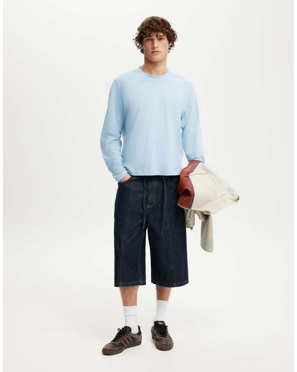 Cotton On Blue Cropped Fit Long Sleeve for men