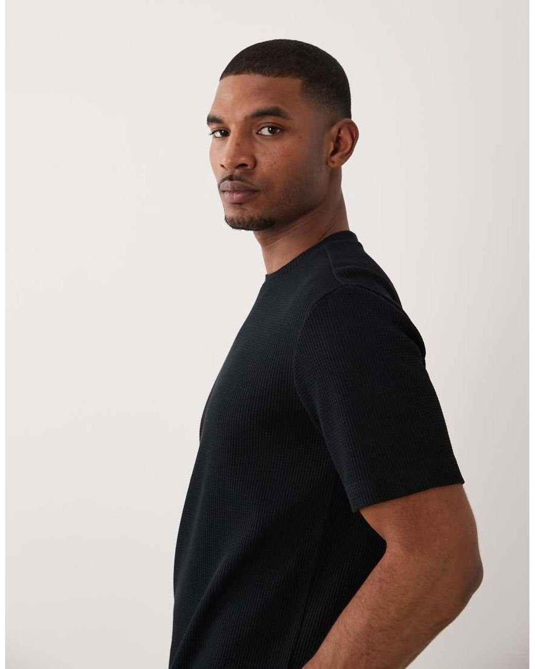 Only & Sons Blue Relaxed Fit Waffle T-shirt for men