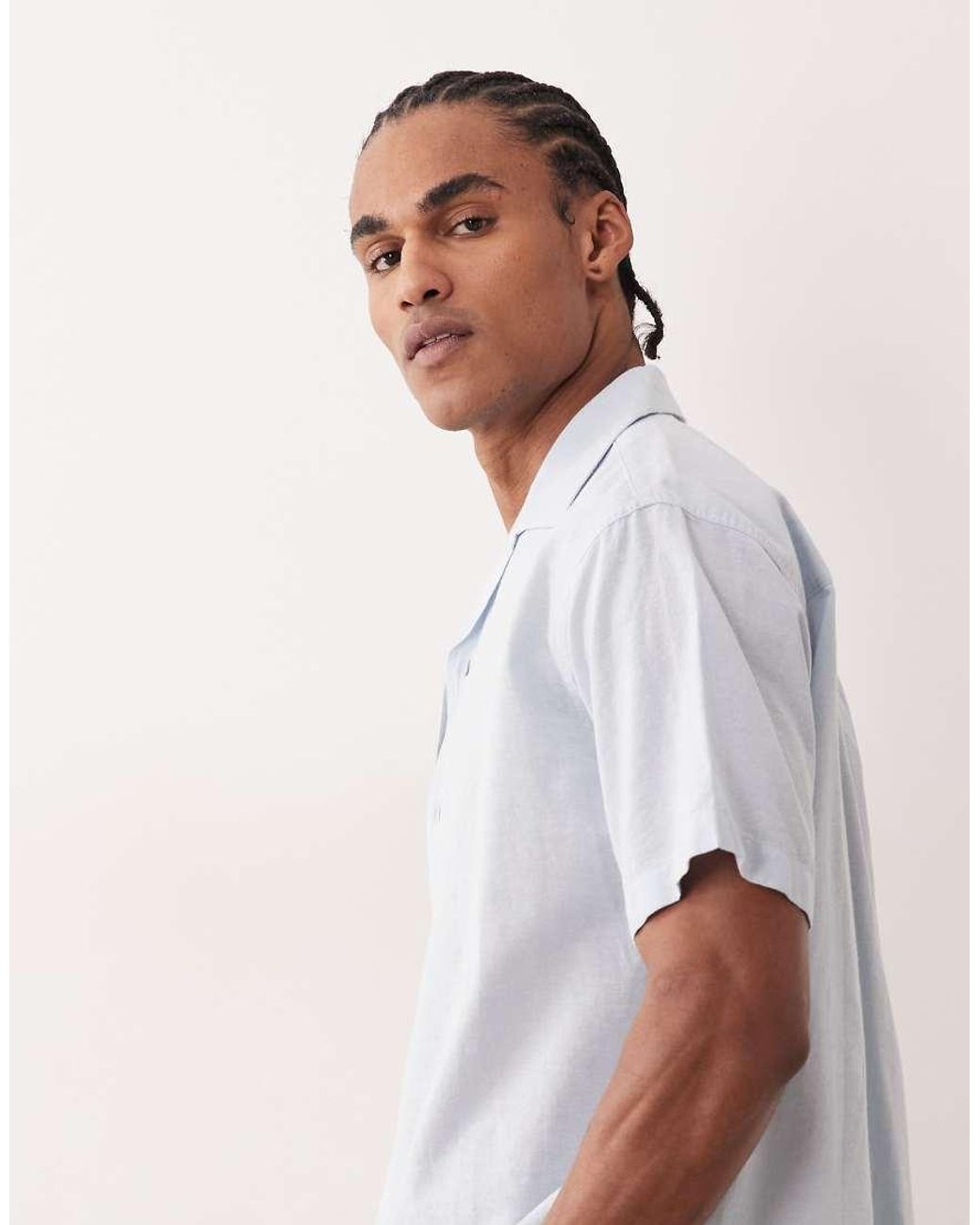 Jack & Jones White Short Sleeve Linen Blend Shirt for men