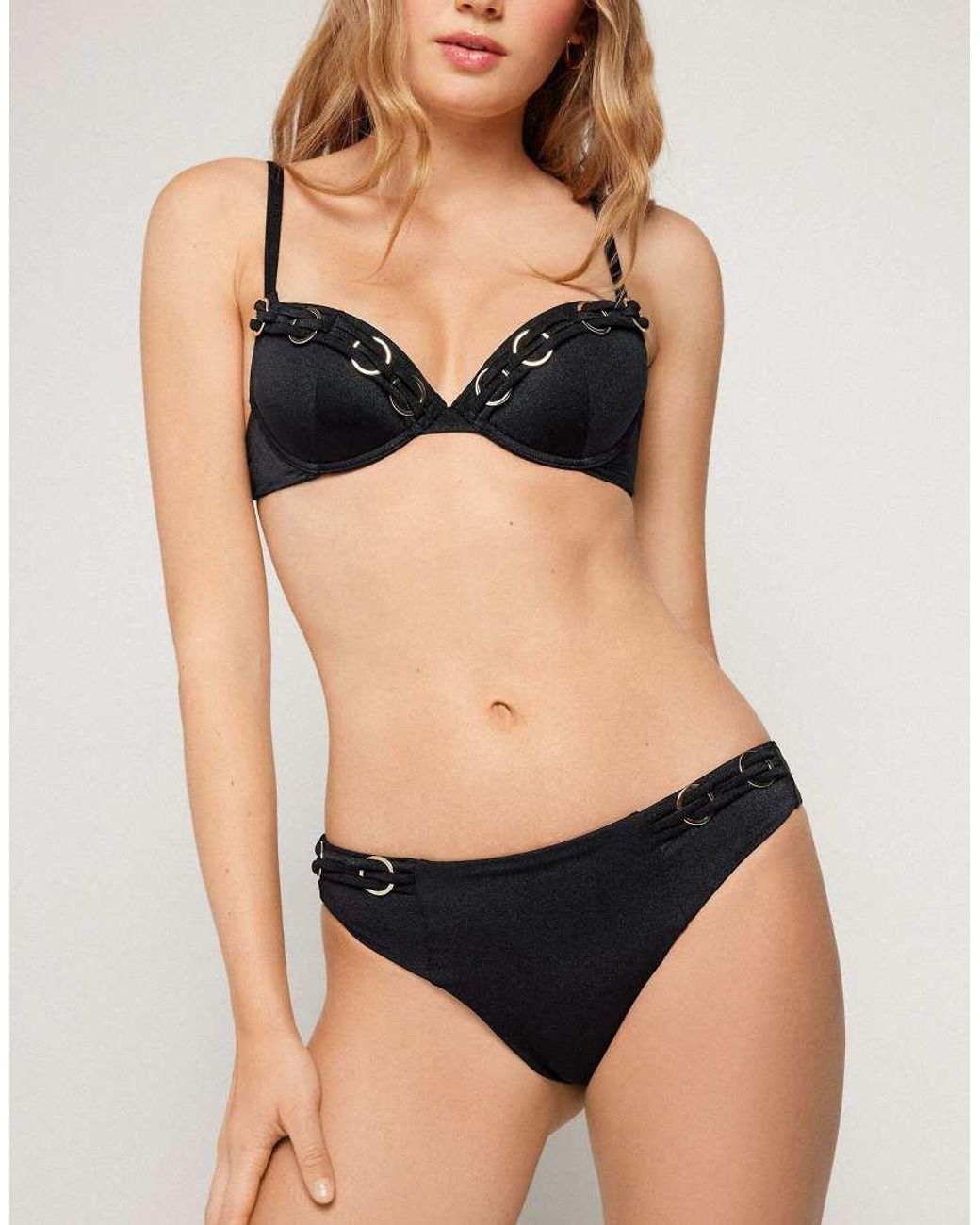 Tezenis Black Royal Essence Brazilian Bikini Bottoms