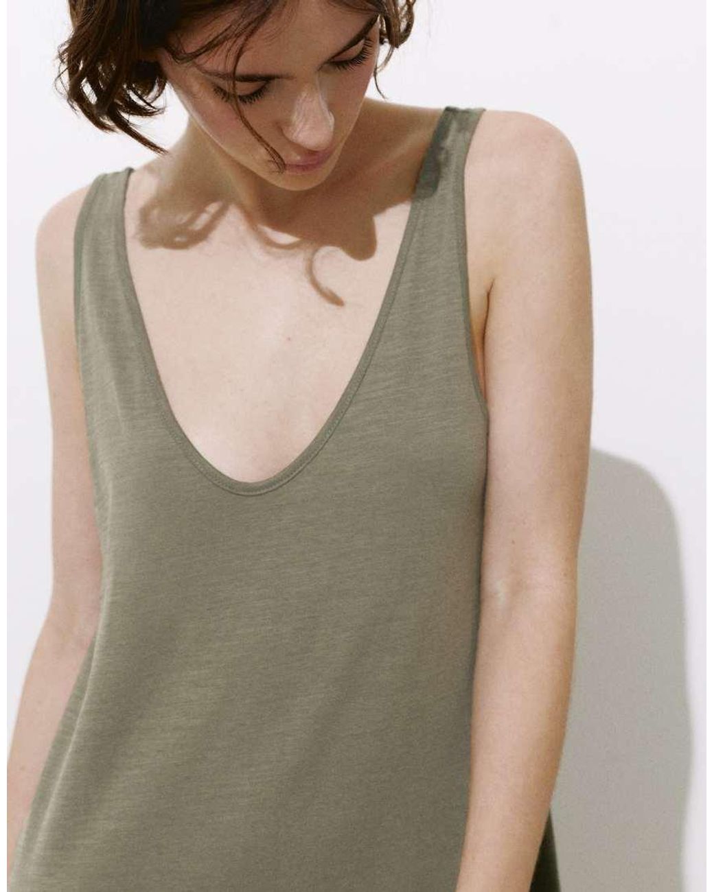 Pull&Bear Natural Strappy Midi Dress