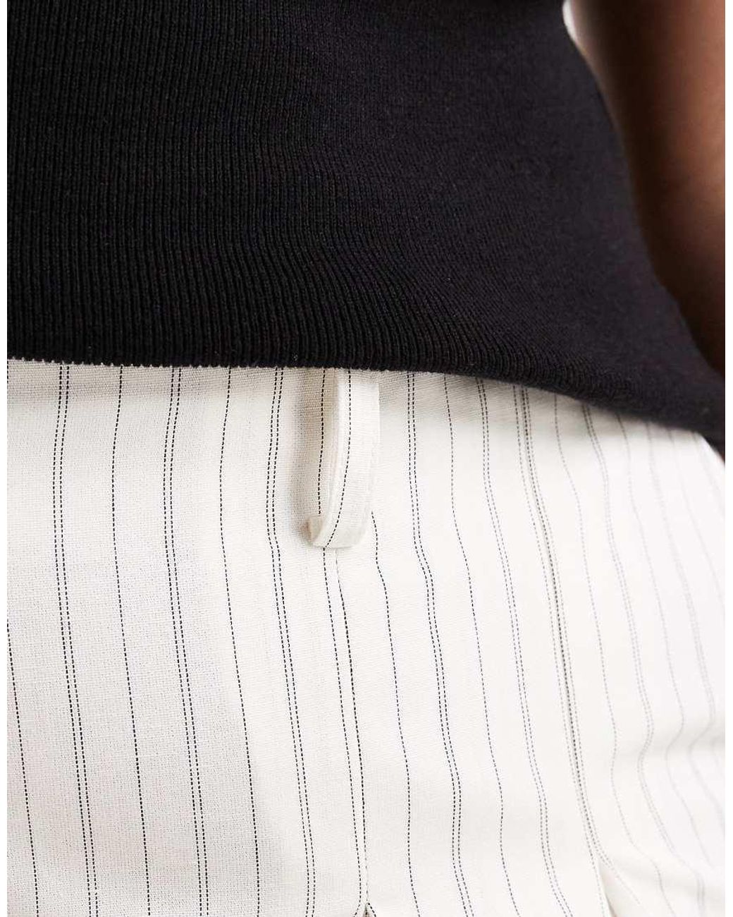 ASOS Black Curve Tailored Belted Palazzo Trousers With Linen