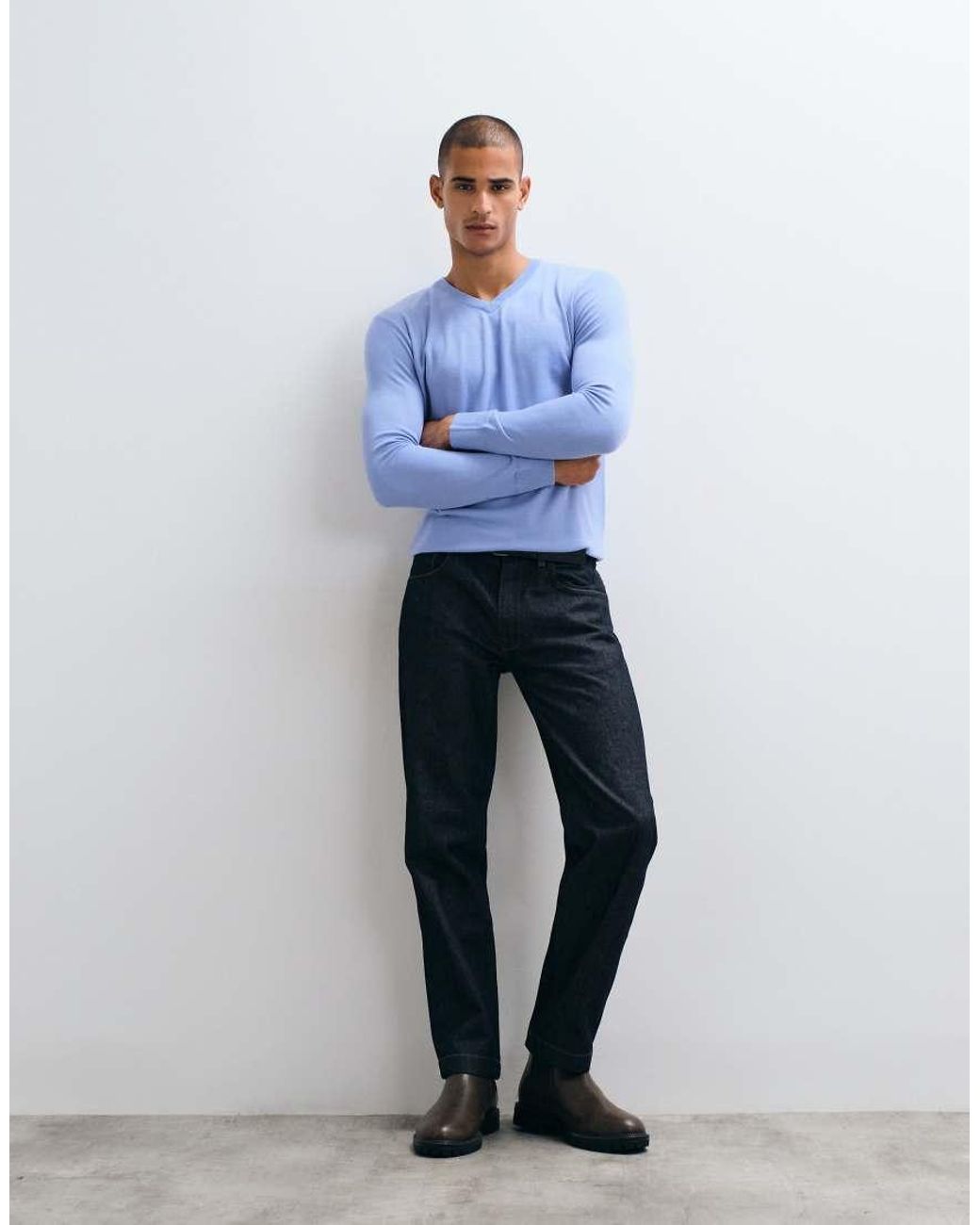 Brave Soul White V-neck Knit Sweater for men