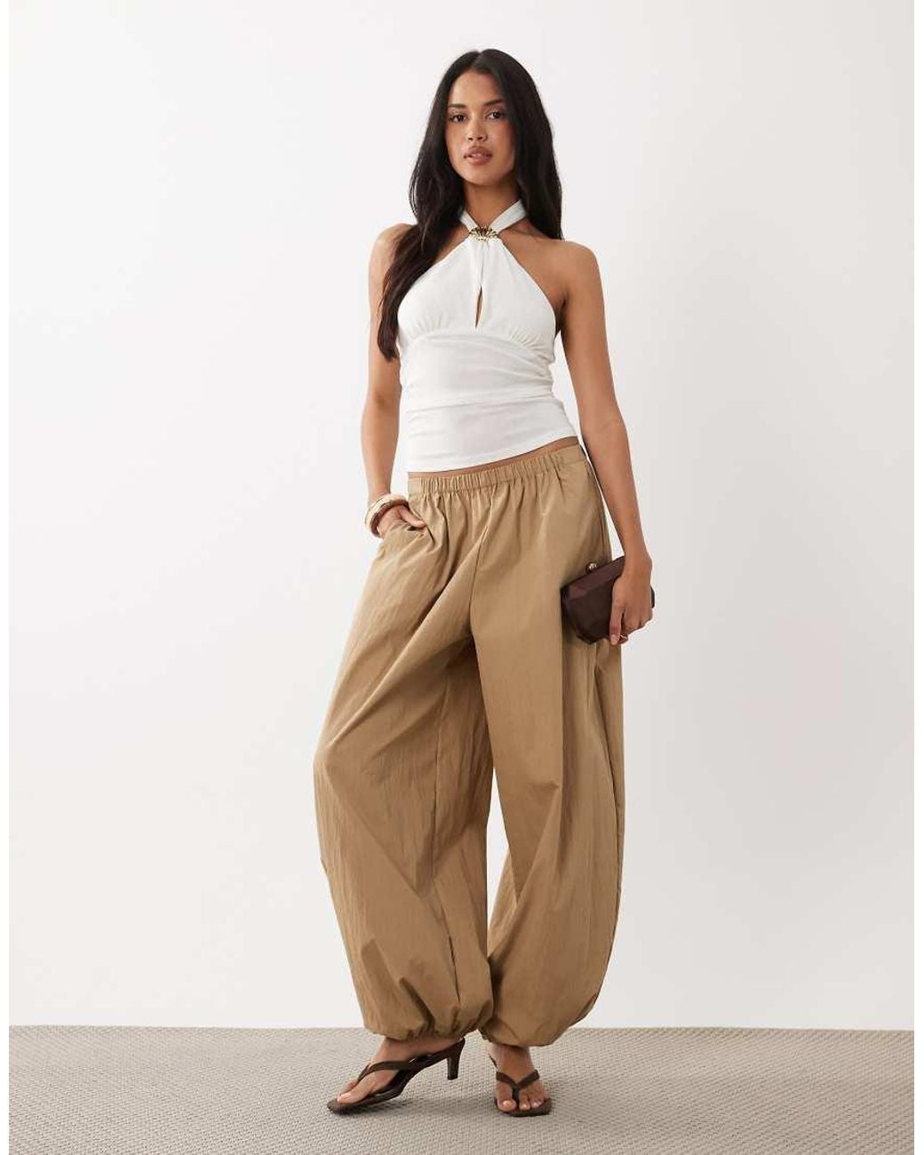 Gina Tricot Brown Seashell Detail Halterneck Top