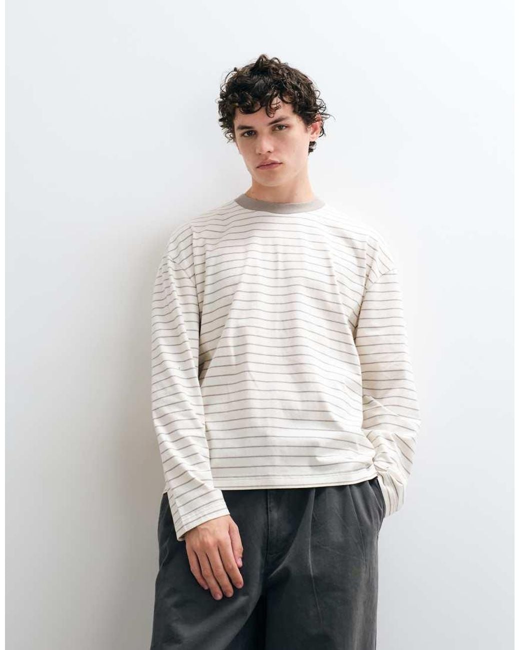 Hollister White Heavyweight Boxy Long Sleeve T-shirt for men