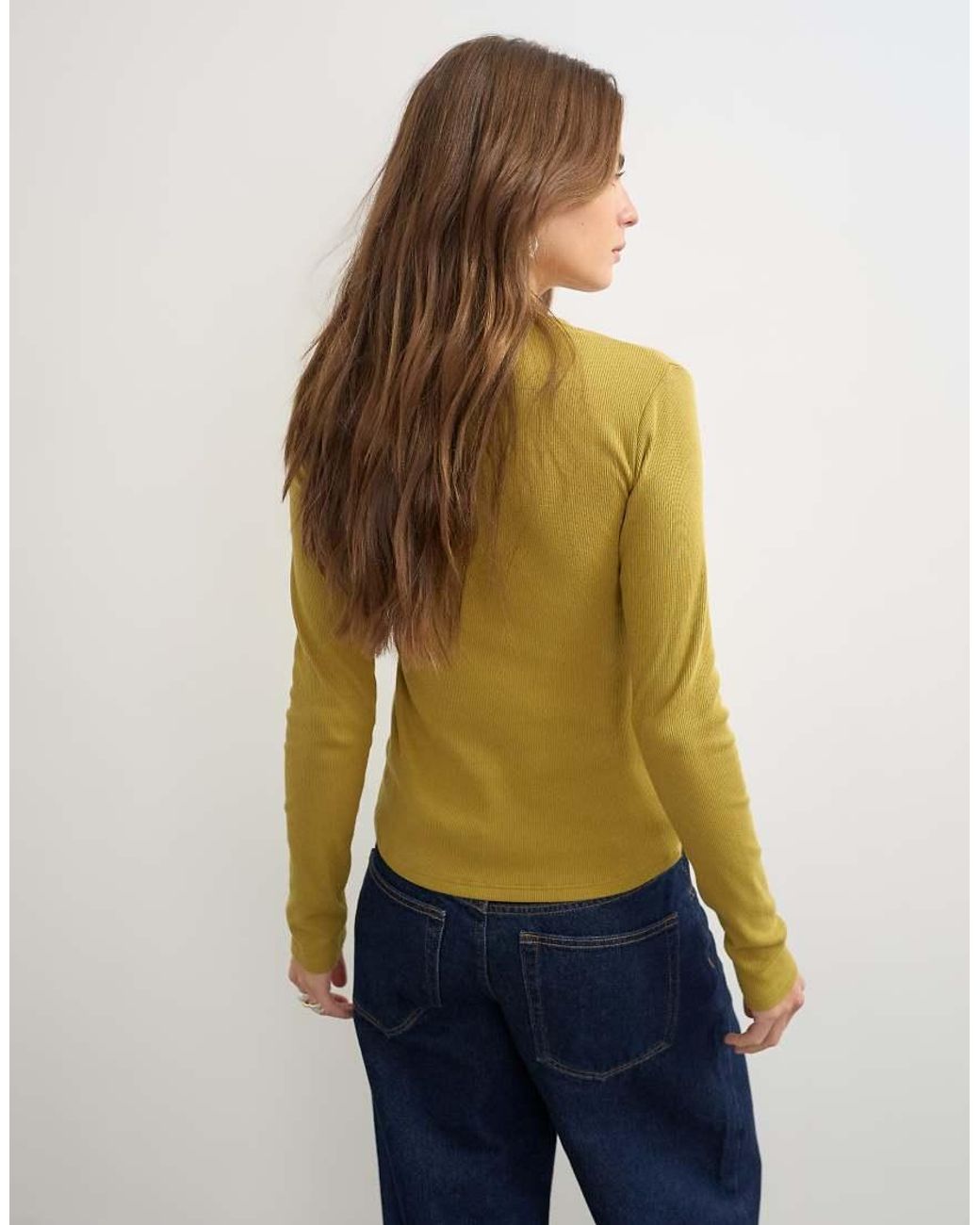 TOPSHOP Blue Button Through Long Sleeve Top