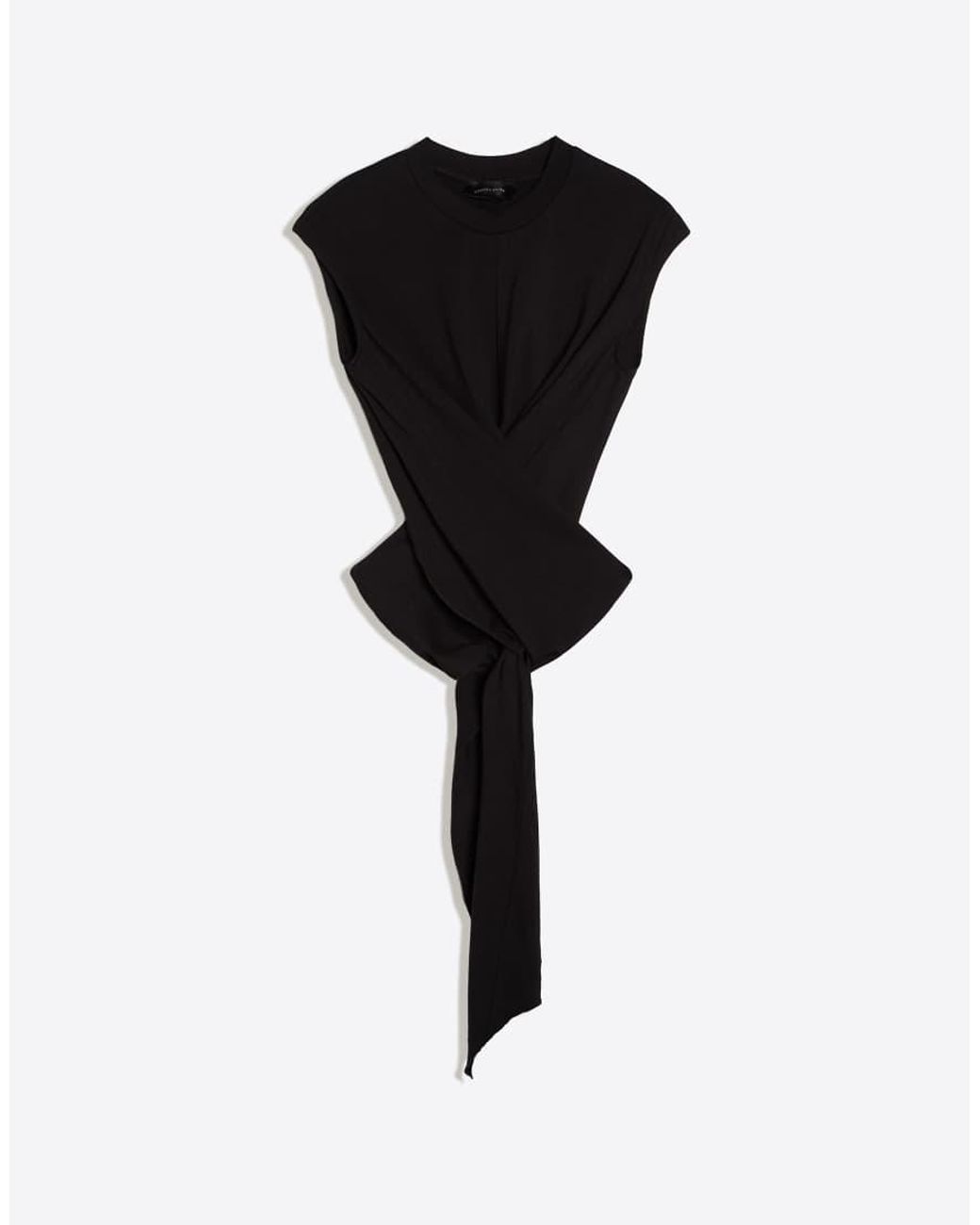 Bershka Black Round Neck Top With Back Knot