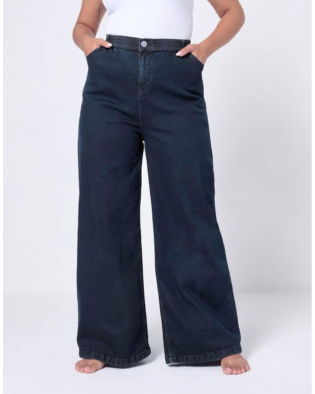 Yours Clothing Blue Wide Leg Slouchy Jeans