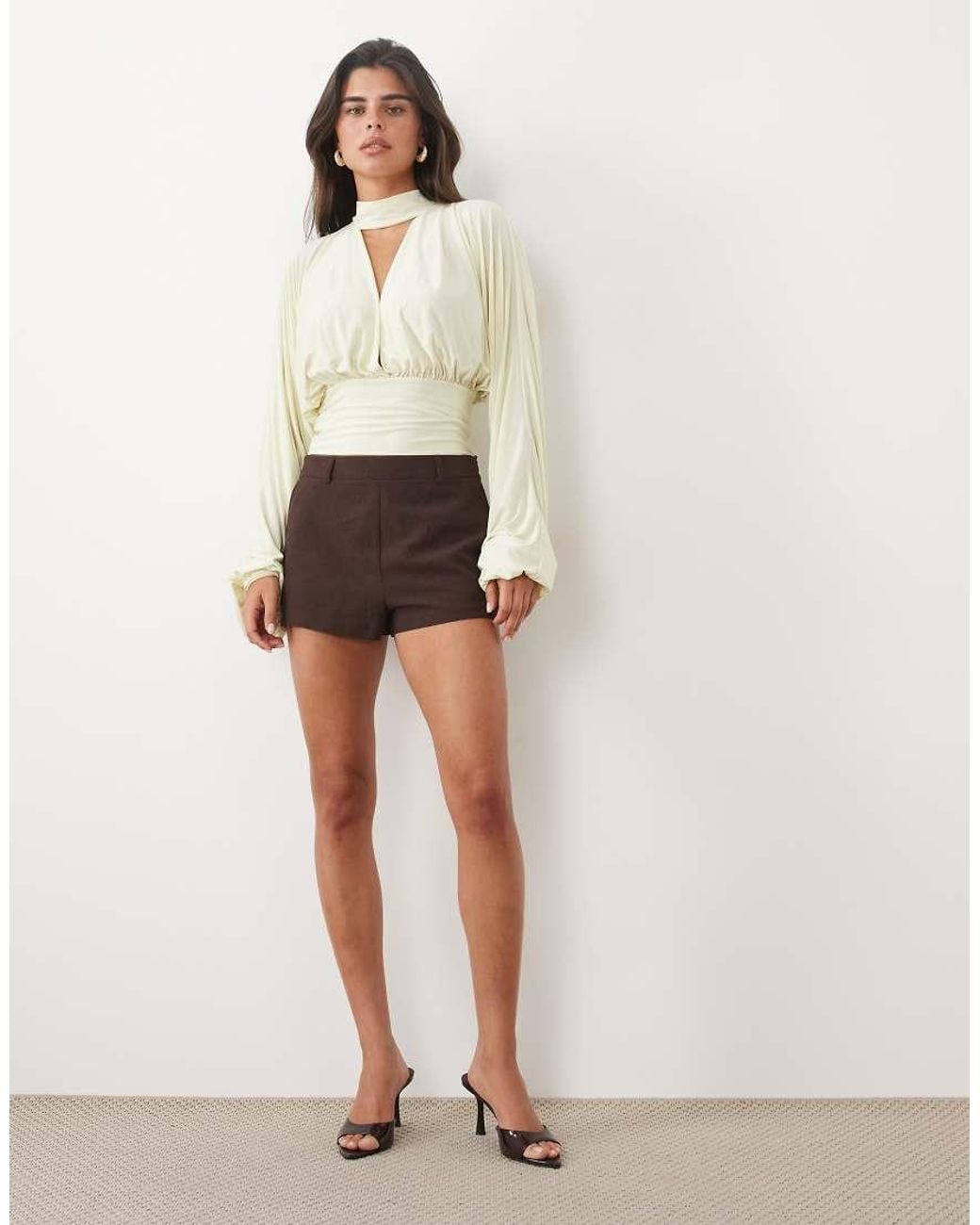 ASOS Natural Drape Long Sleeve Top