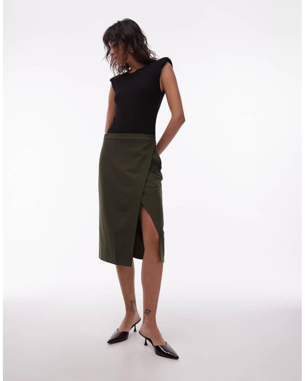 ASOS White Awkward Length Wrap Skirt