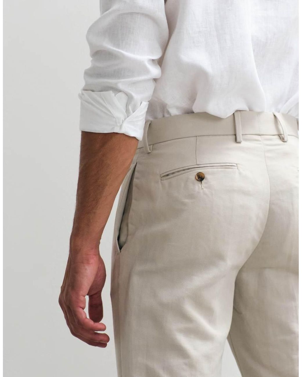 ASOS Natural Tailored Linen Rich Slim Trousers for men