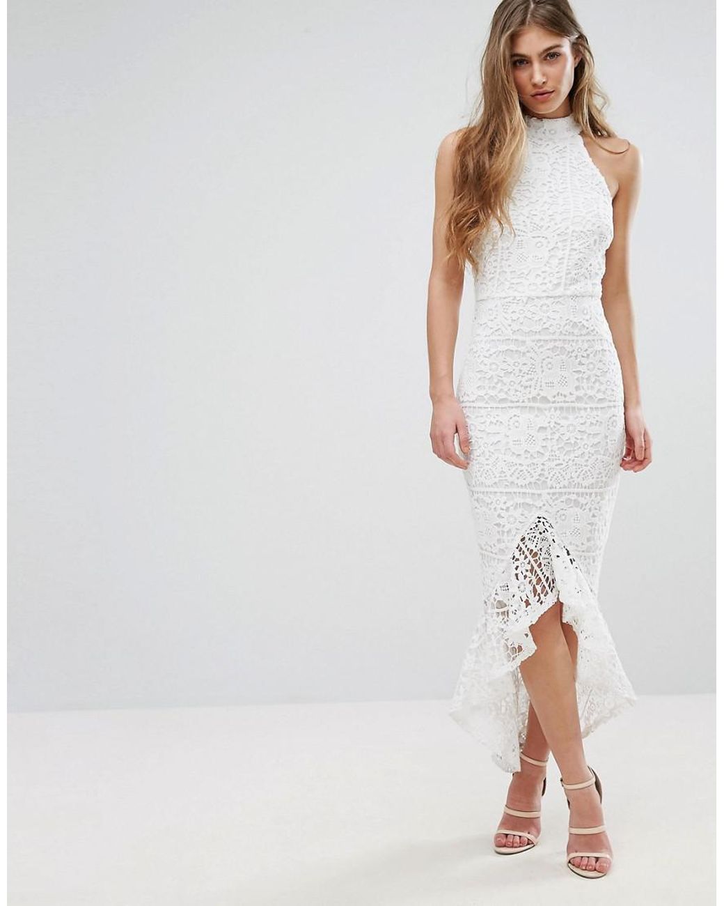 White lace best sale halter neck dress