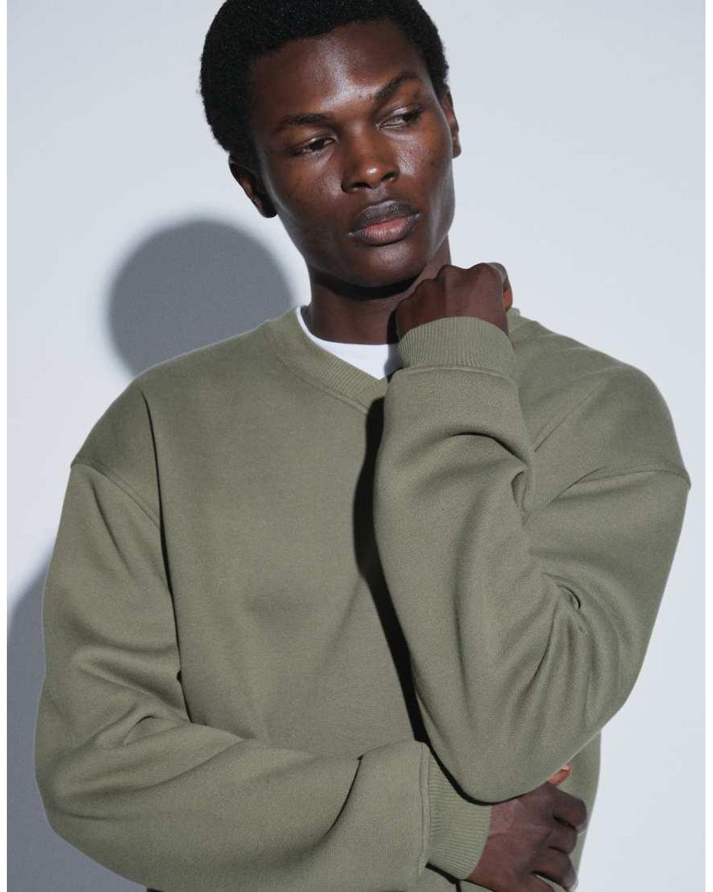 ASOS Green Relaxed V Neck Sweatshirt for men