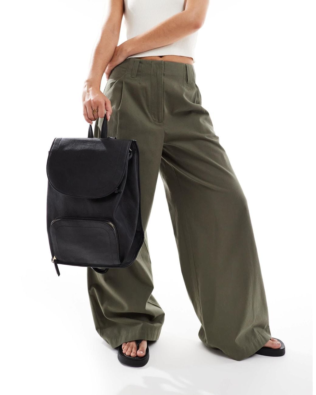 ASOS Black Soft Backpack With Zip Front Pocket