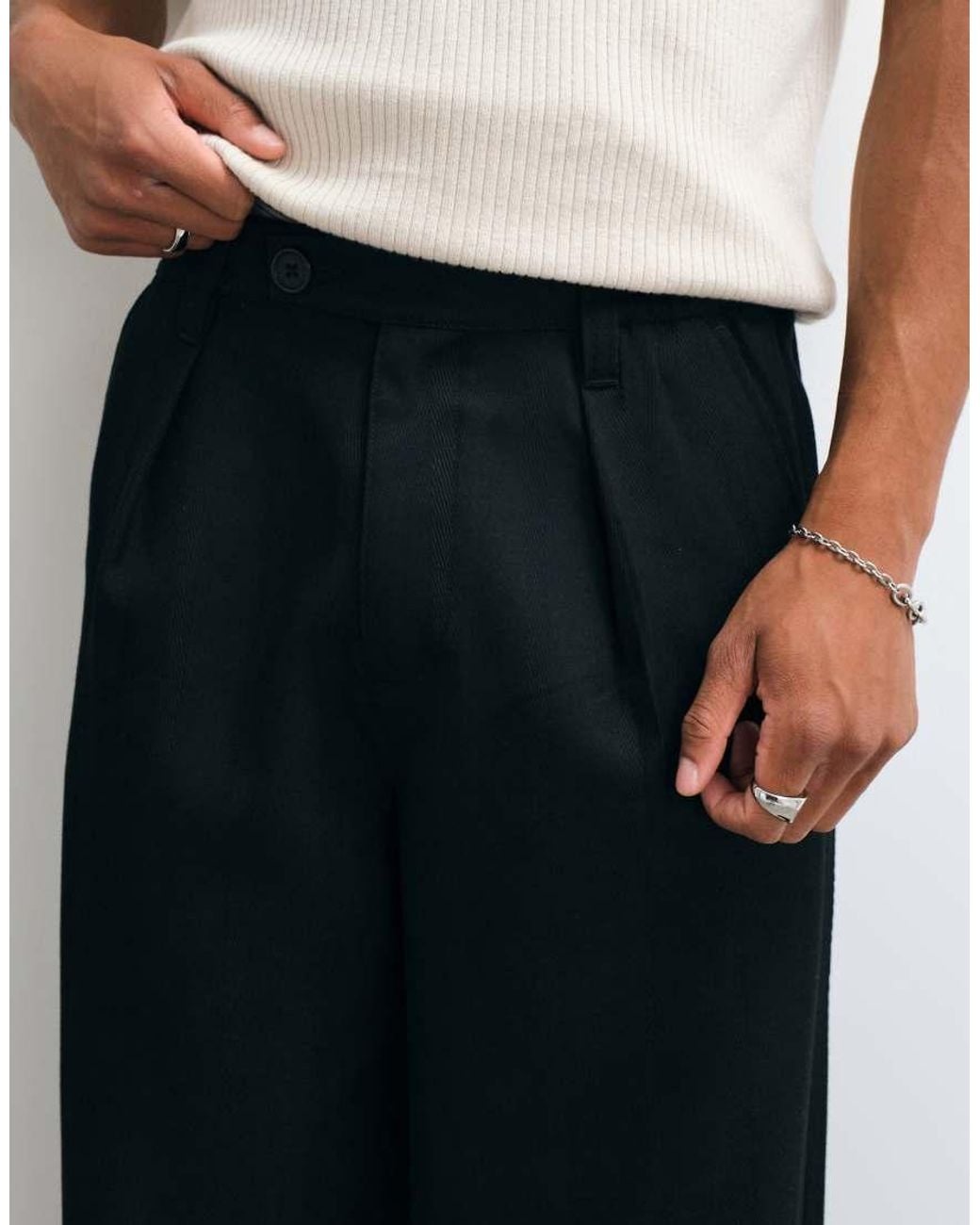 ASOS White Barrel Leg Trouser for men