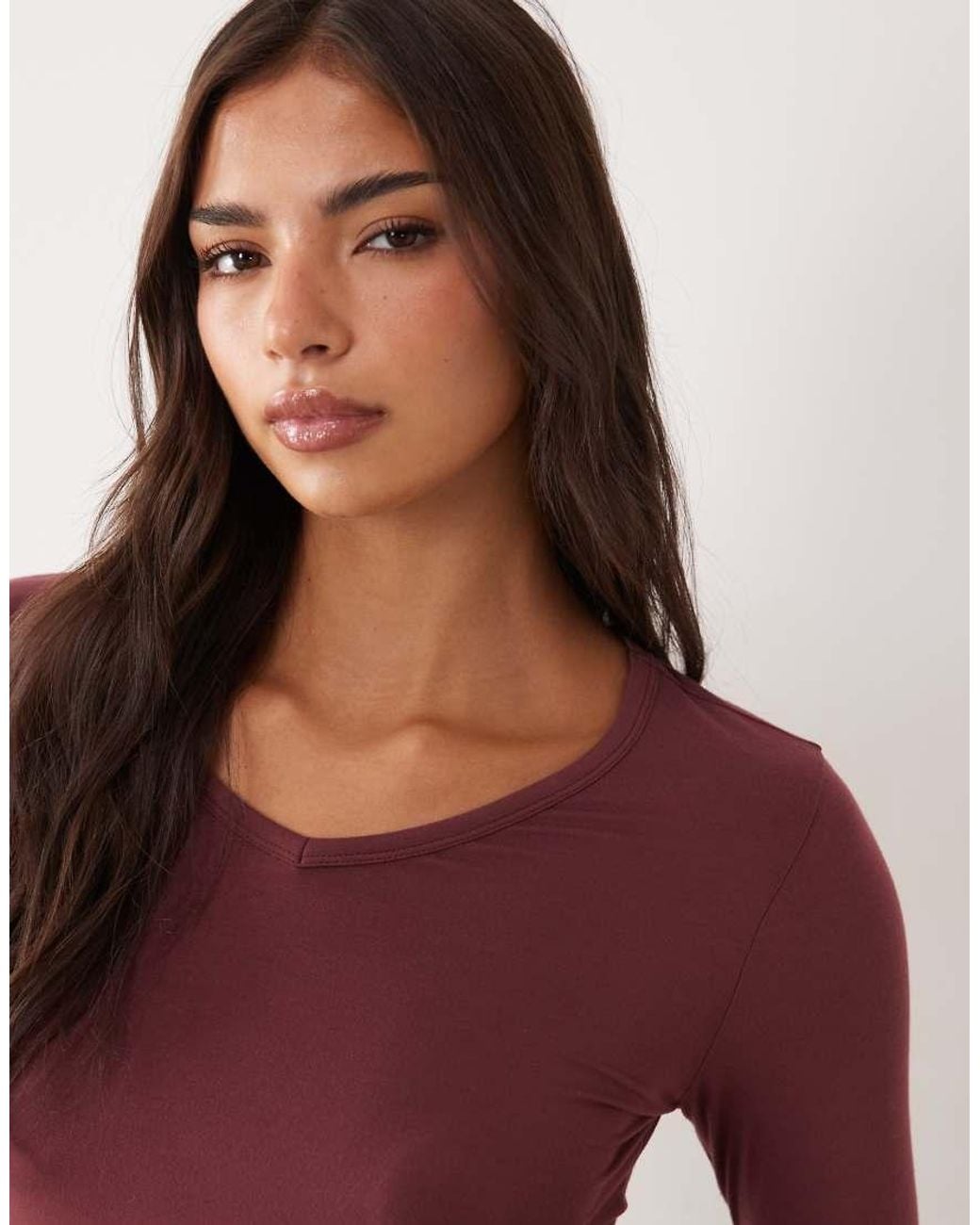 Gina Tricot Red V-neck 3/4 Sleeve Top