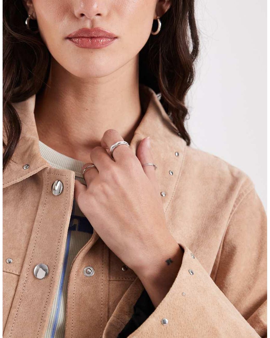 laagam Blue Luana Real Suede Button Down Jacket
