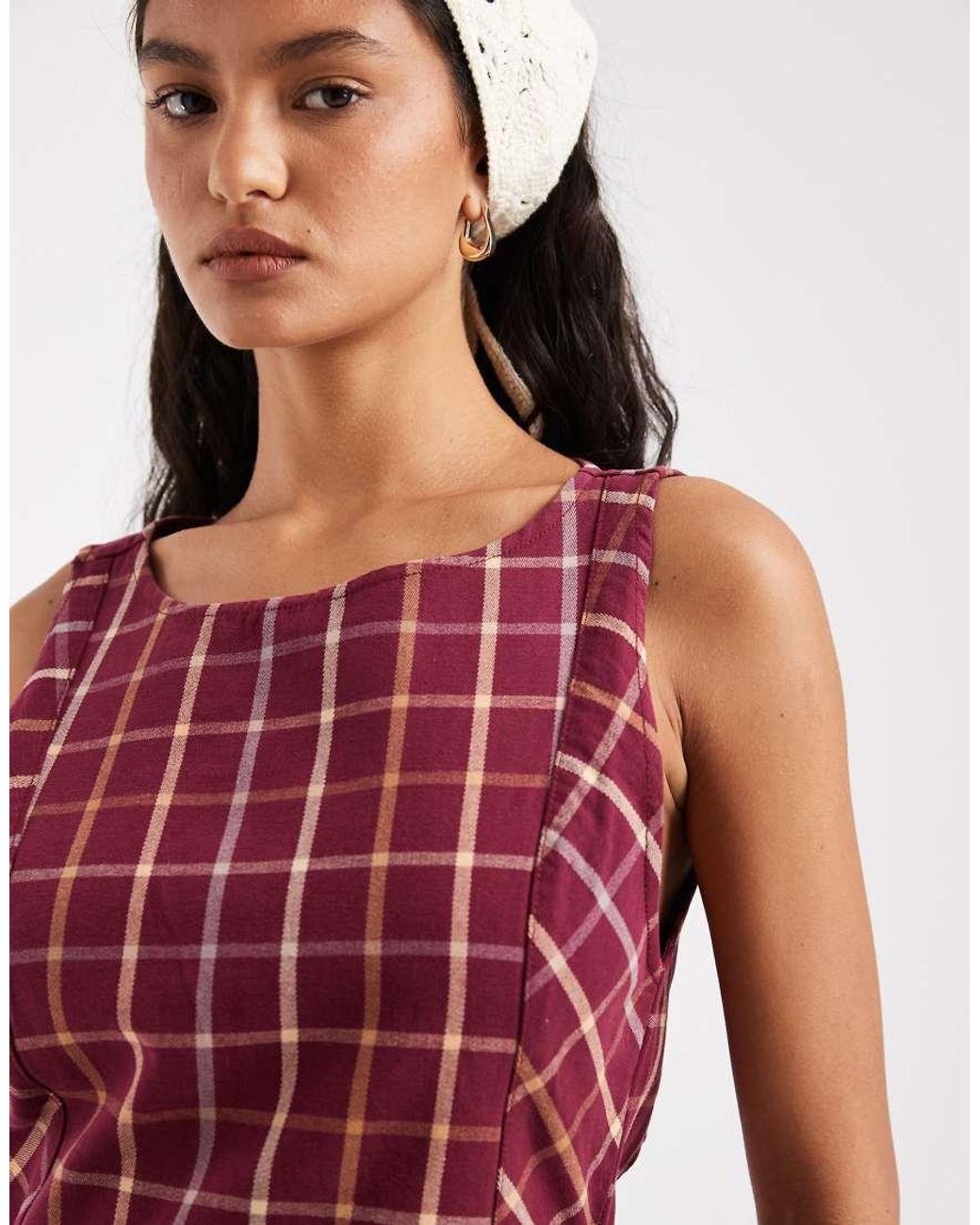 Free People Red Atlas Plaid Mini Dress