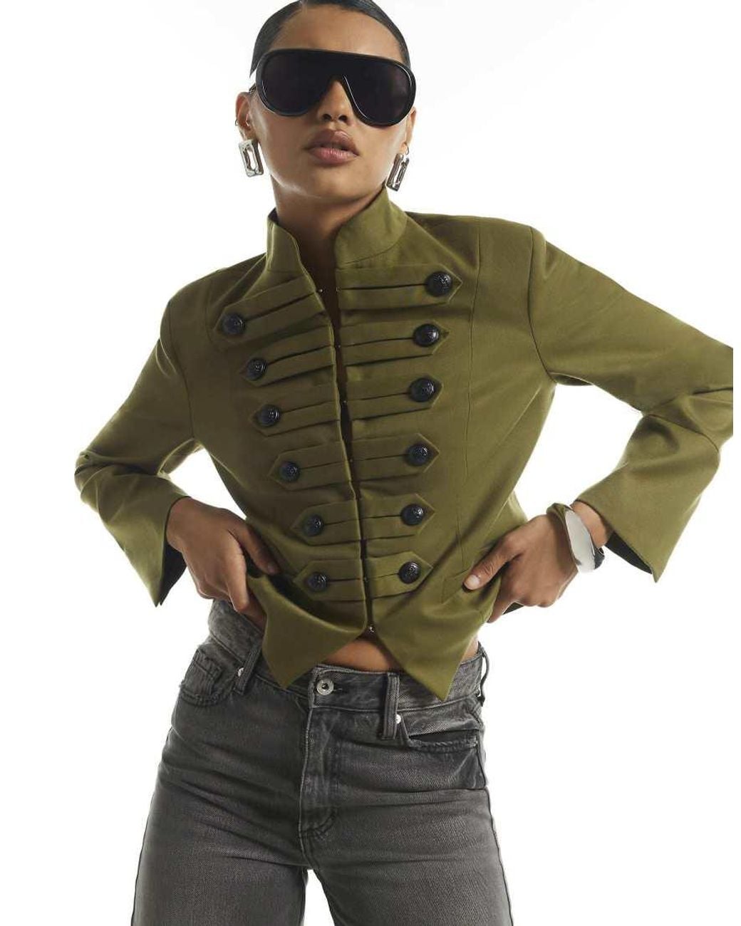 River Island Green Military Jacket