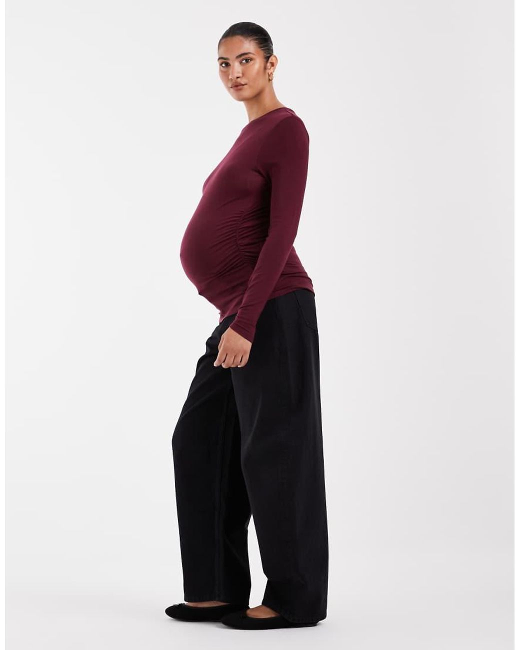 ASOS Red Asos Design Maternity High Waisted Barrel Leg Jeans
