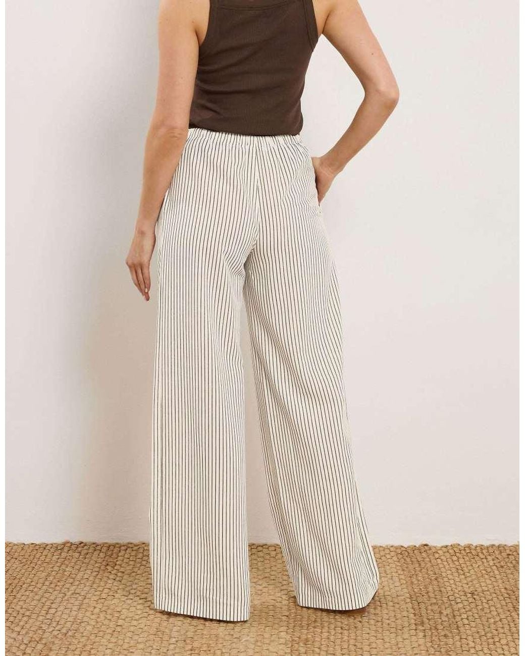 Long Tall Sally White Stripe Wide Leg Trousers