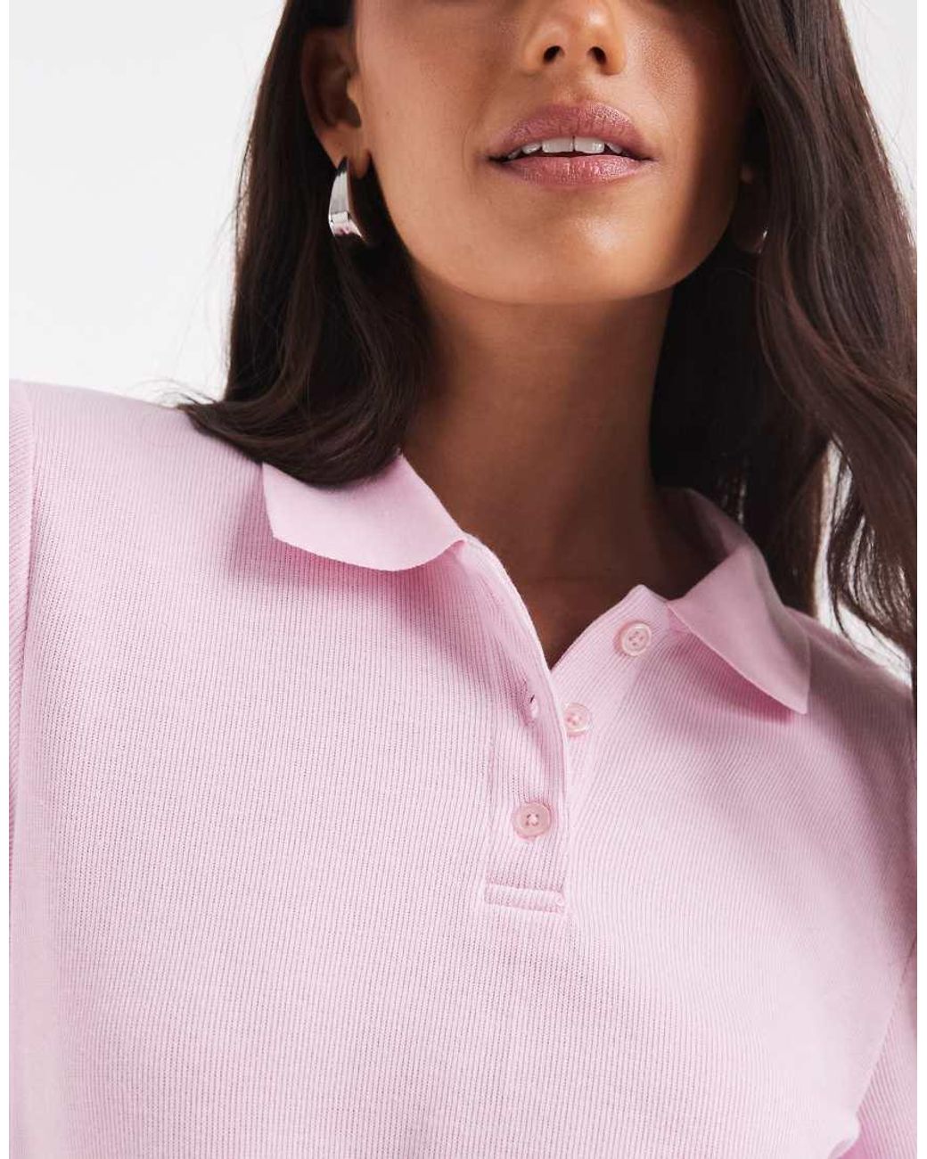JJXX Pink Long Sleeve Polo Top