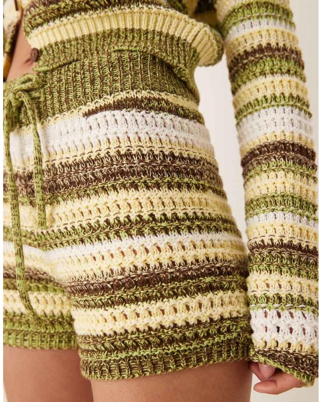 ASOS Gebreide Gehaakte Gestreepte Short Met in het Green