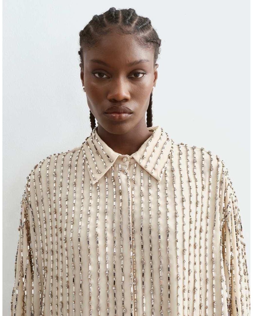 ARRANGE Natural Linear Embellished Oversized Shirt Co-ord