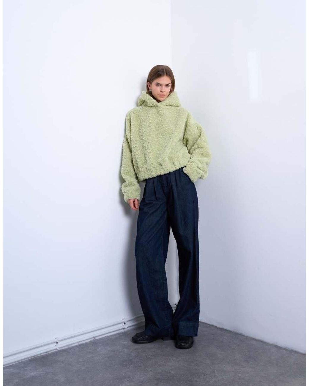 TOPSHOP Green Borg Oversized Hoodie