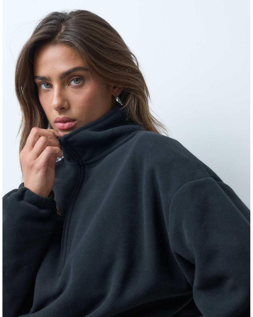 ASOS Blue Funnel Neck Half Zip Pull Over Polar Fleece Sweatshirt