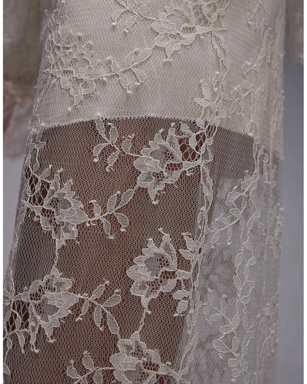 & Other Stories Gray Sheer Lace Trousers With Scallop Hem And Fitted Hotpants