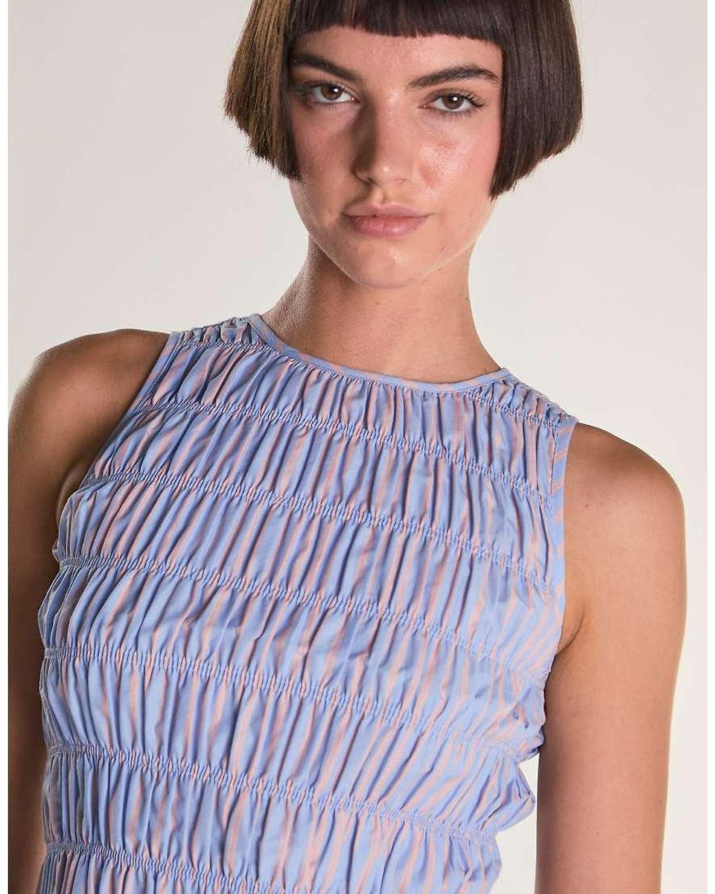 Glamorous Blue Shirring Vest Top