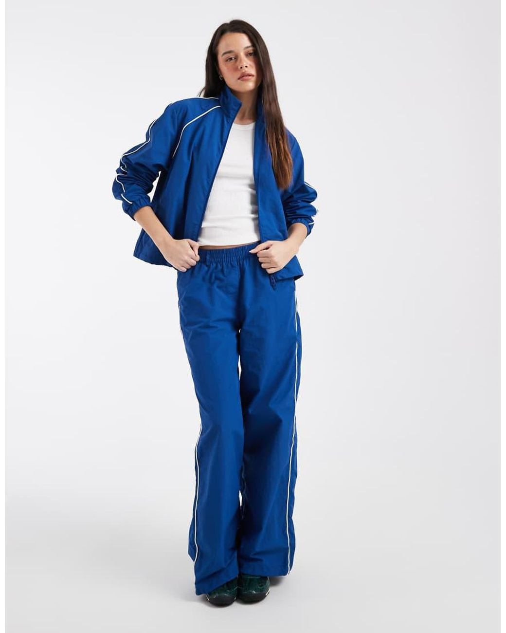 JJXX Blue Funnel Neck Track Jacket With Contrast Piping