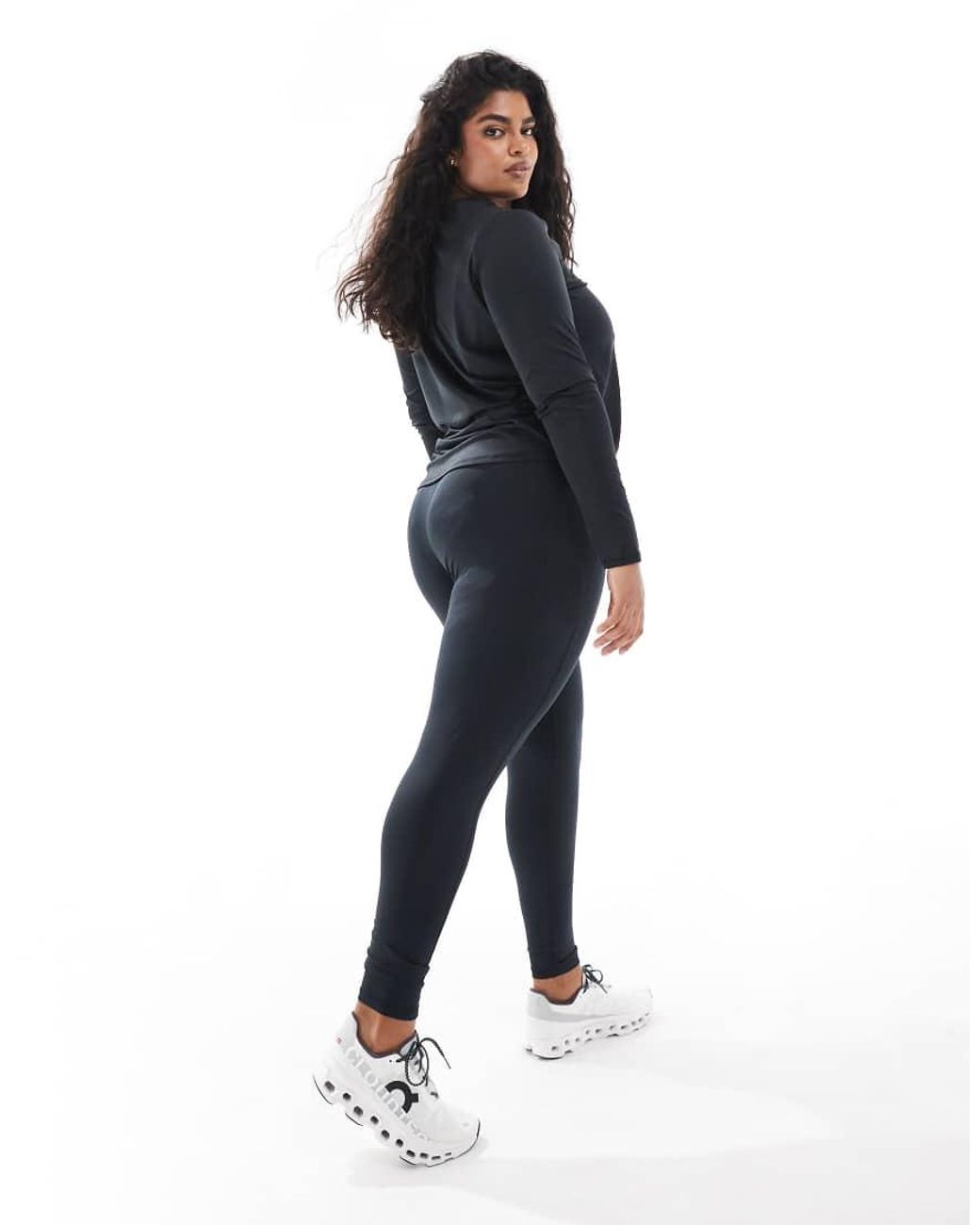 4505 Black Curve Icon Active Tie Waist Run Legging With Phone Pocket