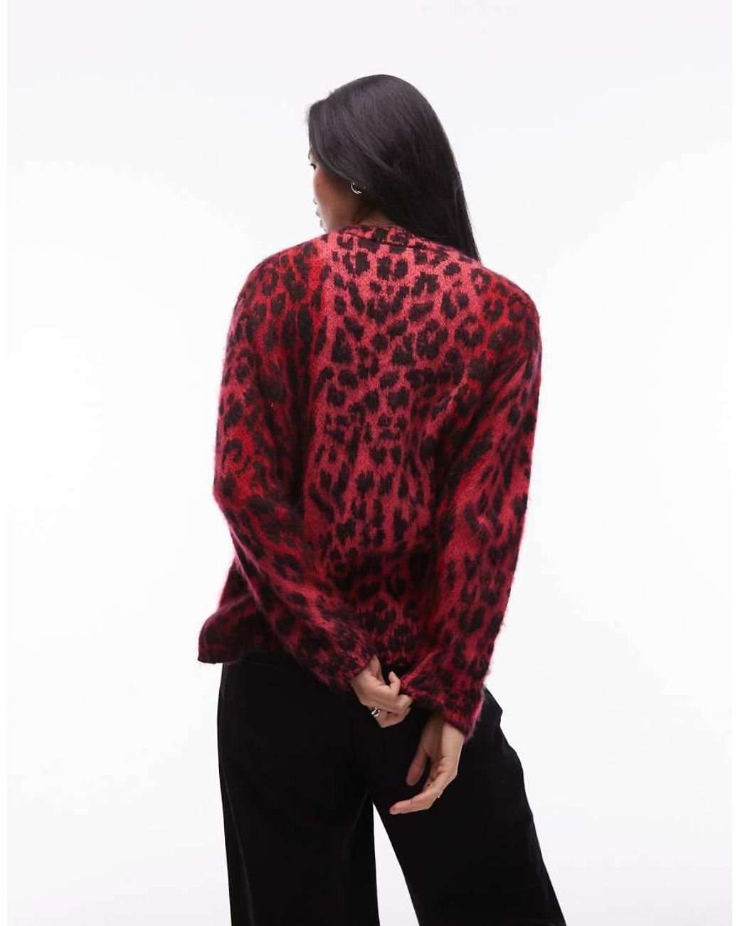 AllSaints Red Leopard Jumper