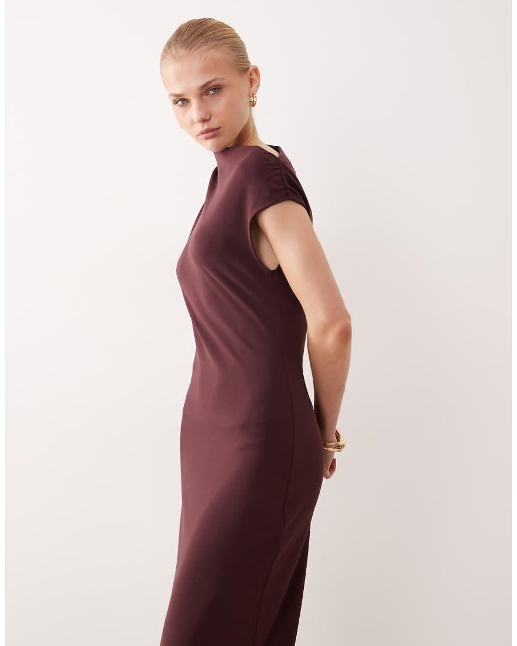 Mango Pink Asymmetric Short Sleeve Midi Dress