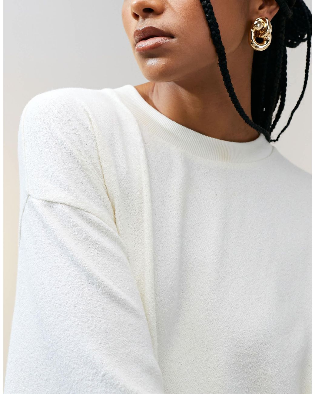 ASOS White – strukturiertes oversize-t-shirt aus strick