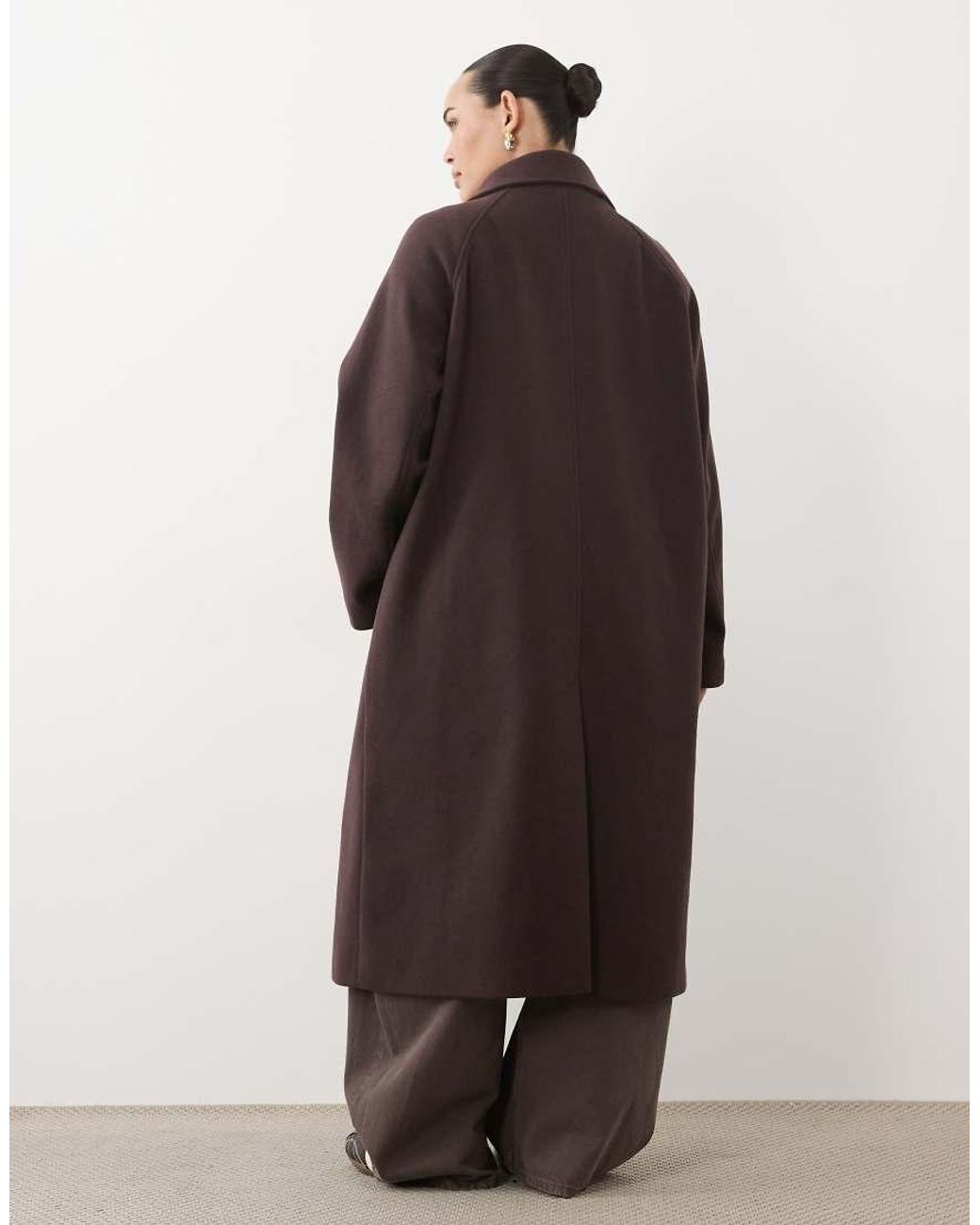 ASOS Brown Asos Design Curve Longline Double Breasted Coat