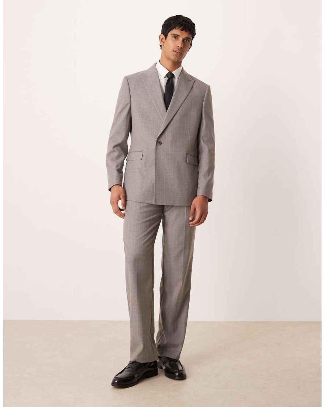 ASOS Gray Double Breasted Wrap Regular Suit Jacket for men