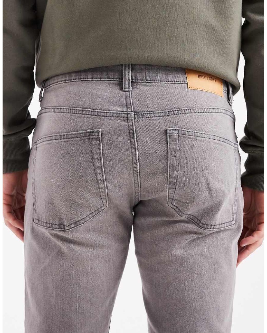 Only & Sons Gray Weft Regular Fit Jeans for men