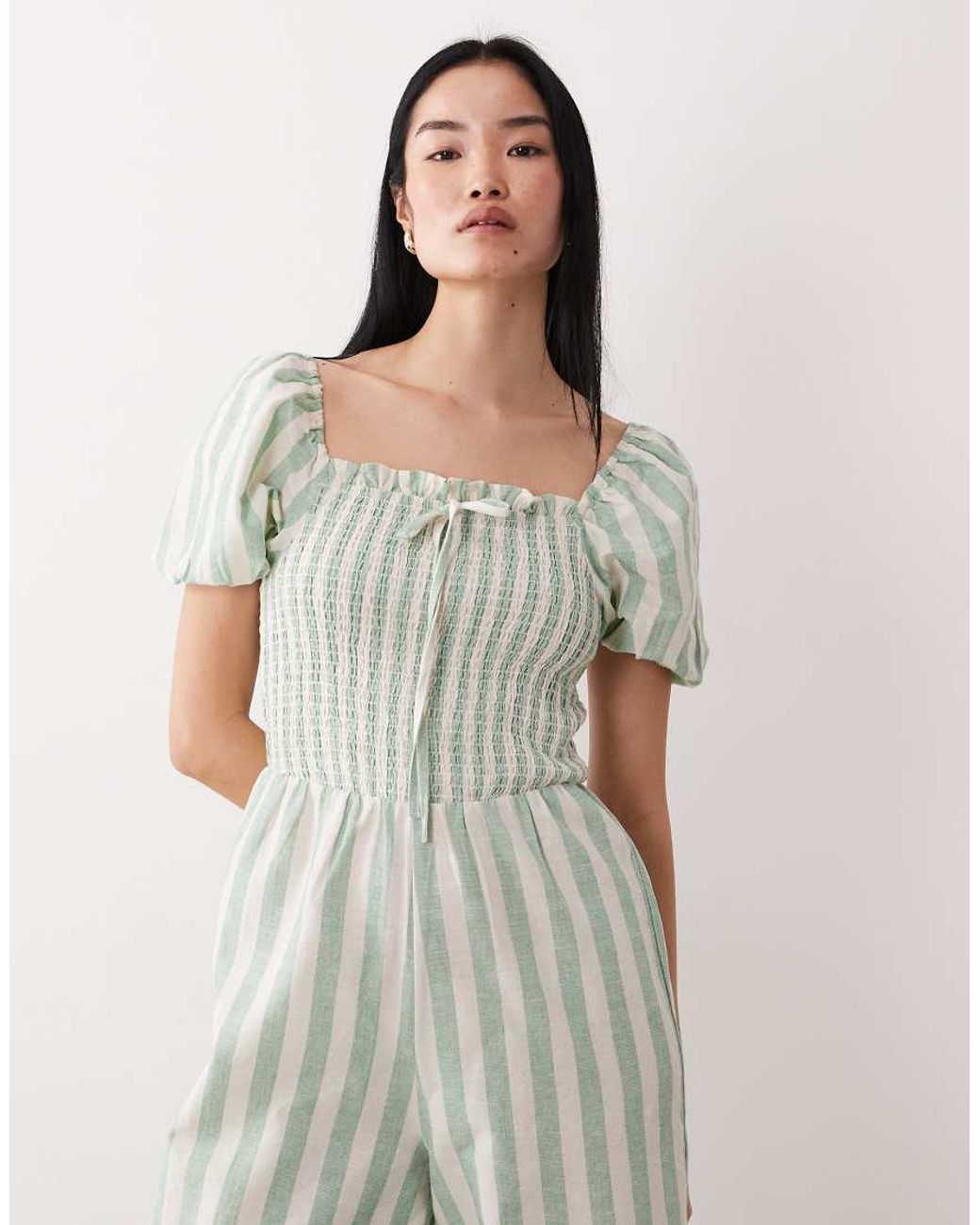 Wednesday's Girl White Shirred Short Sleeve Cotton Jumpsuit