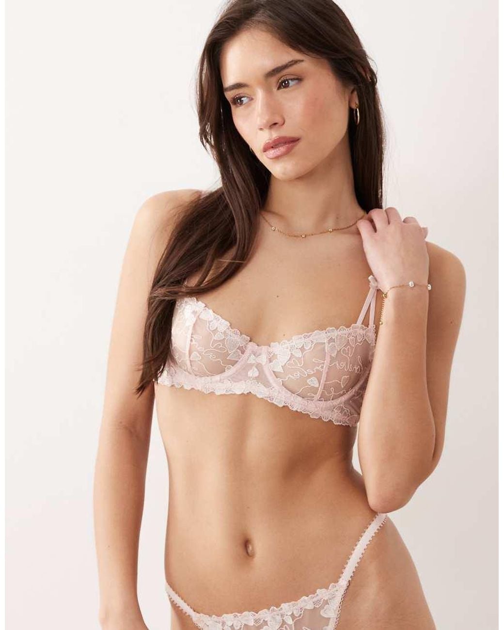Wild Lovers Brown Vivienne Embroidered Mesh Underwired Balcony Bra