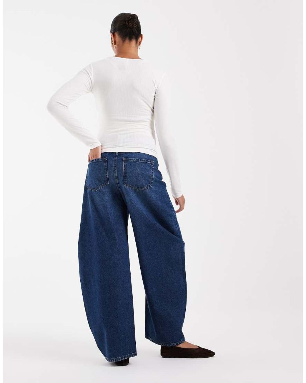 ASOS Blue Asos Design Maternity High Waisted Barrel Leg Jeans