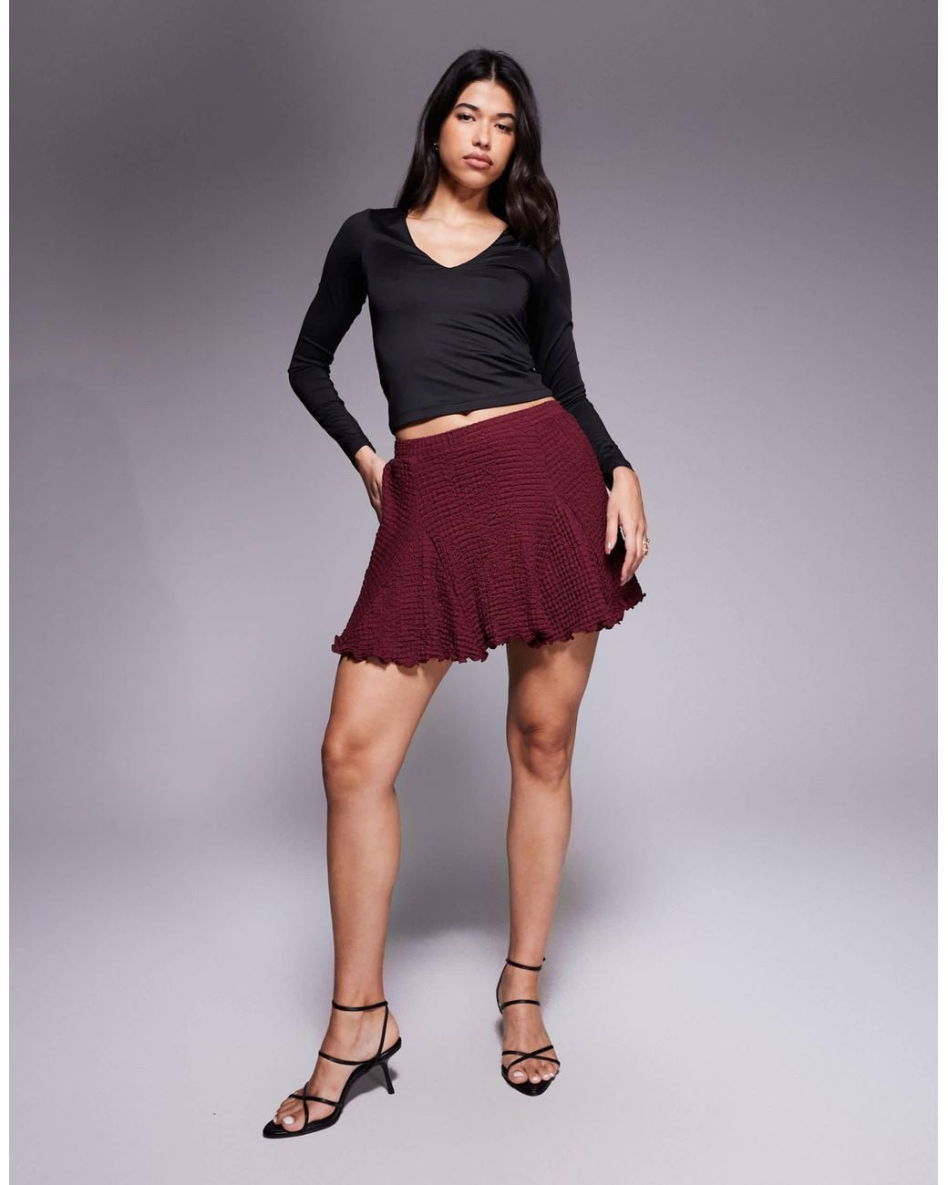 ASOS Purple Texture Godet Mini Skirt