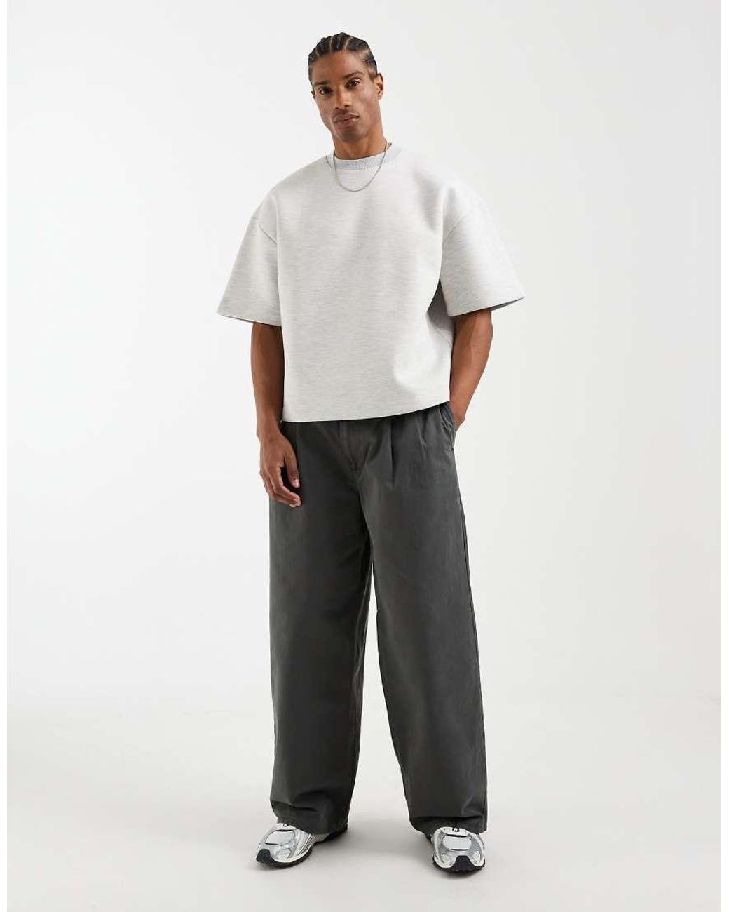 ASOS White Oversized Scuba-Style Fabric Sweatshirt With 3/4 Sleeve for men