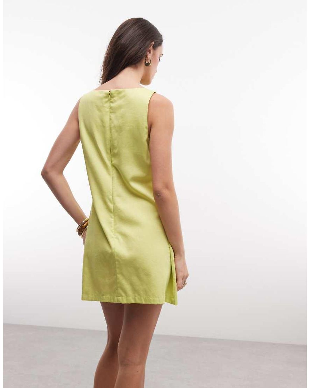 ASOS Yellow Slash Neck Keyhole Mini Sundress