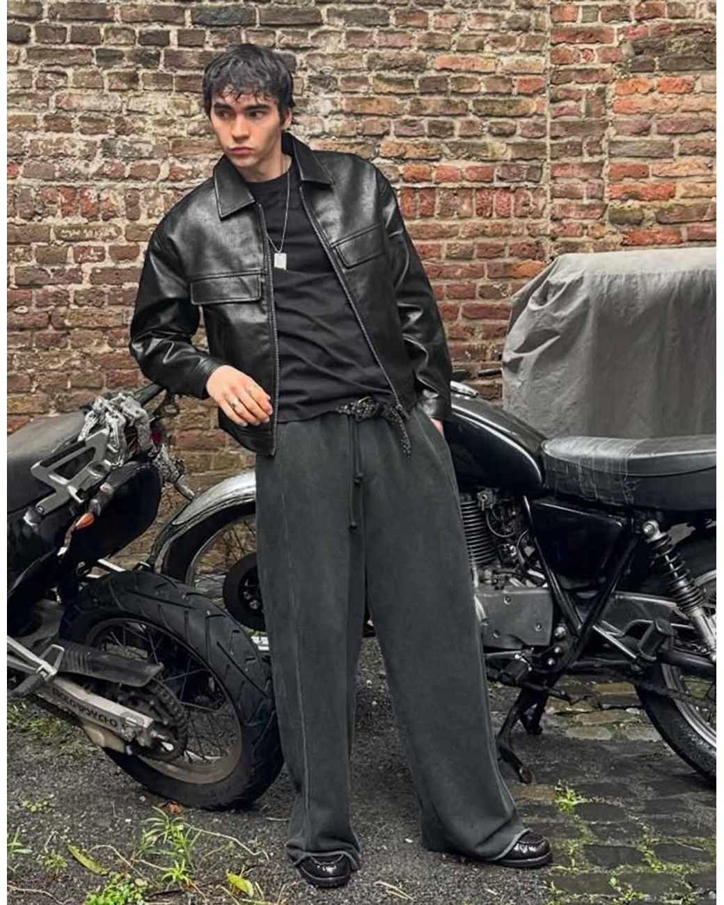 Bershka Gray Super Baggy Trousers for men