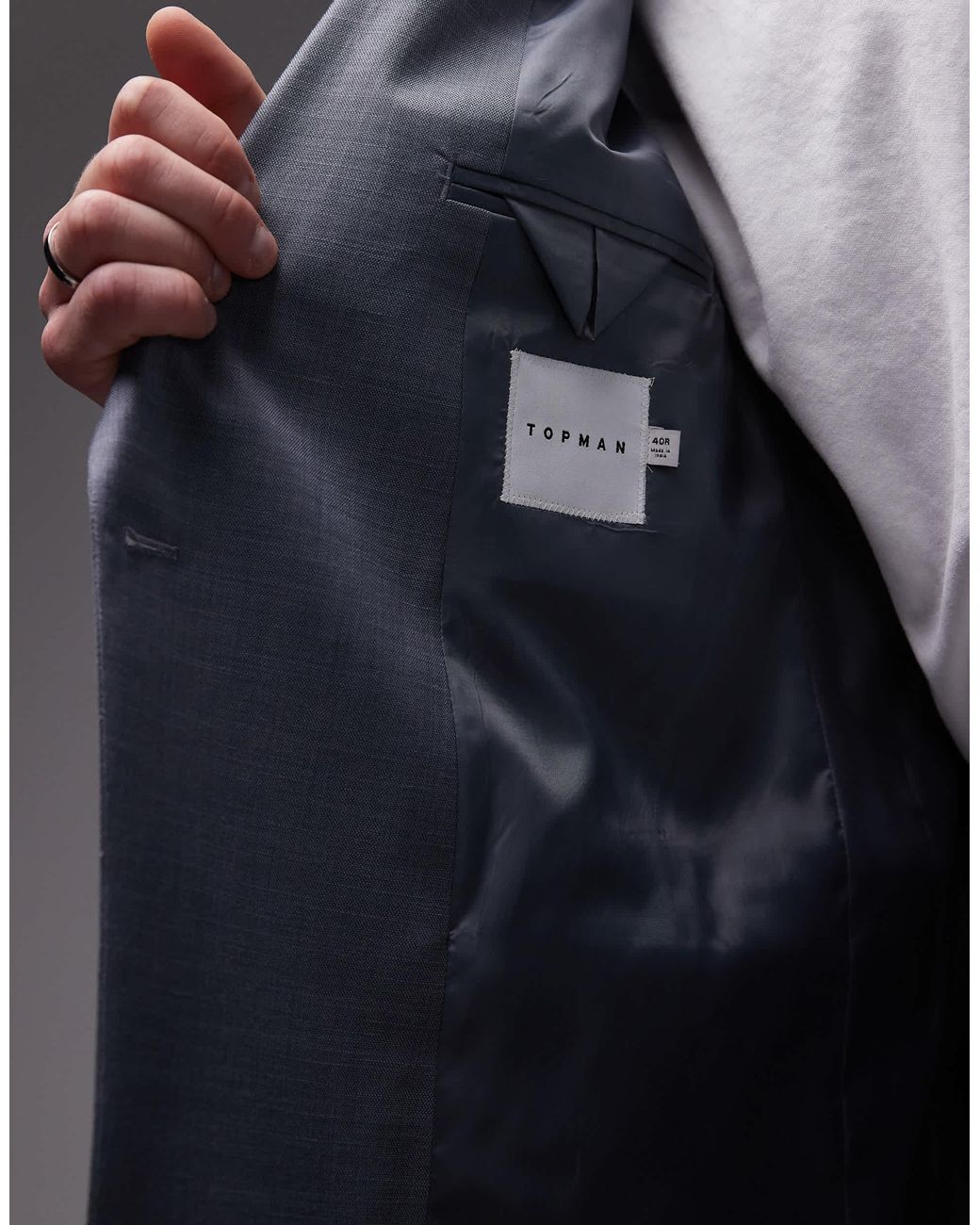 Topman Blue Relaxed Suit Jacket for men