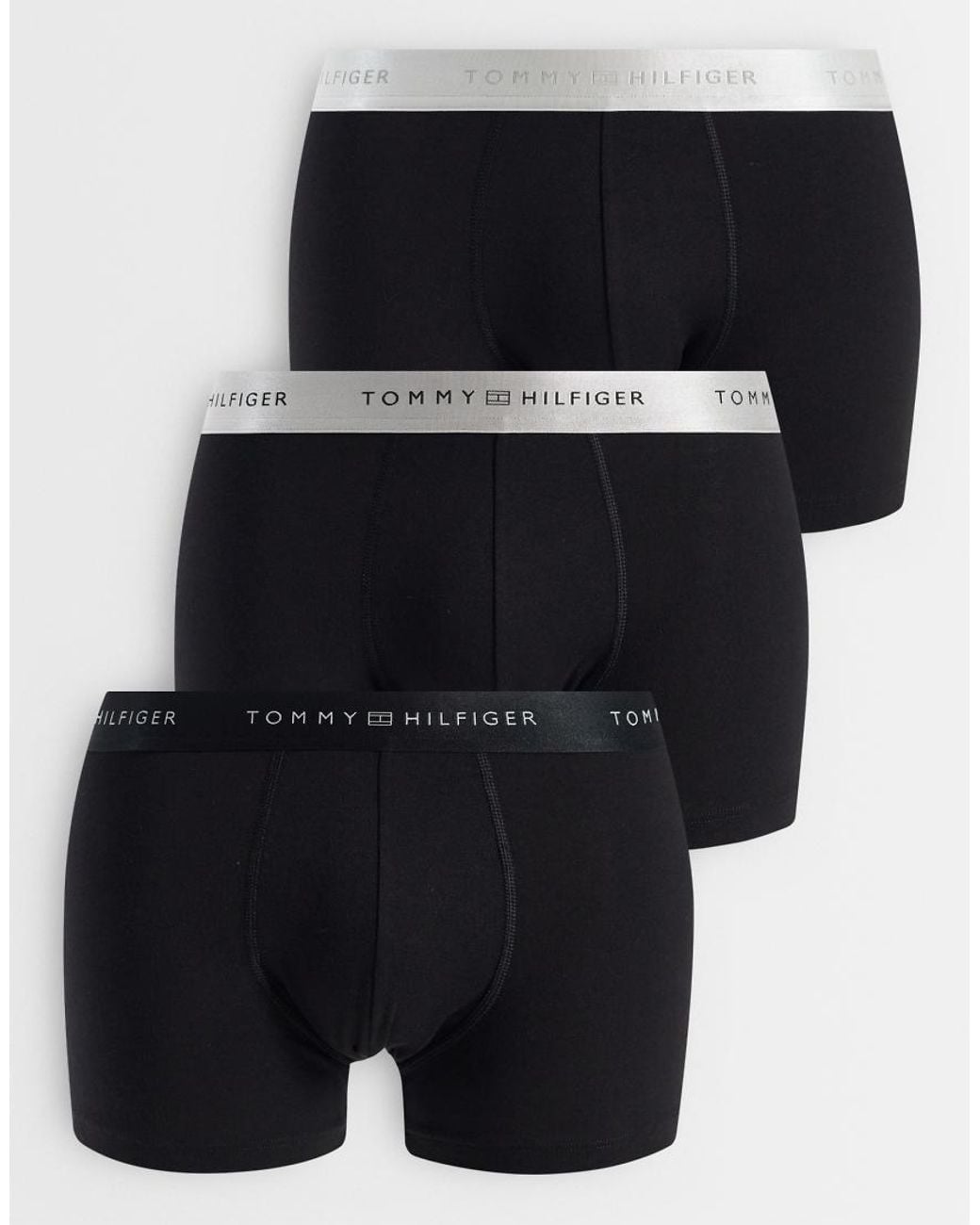 Tommy Hilfiger Black Signature Cotton 3 Pack Trunks for men